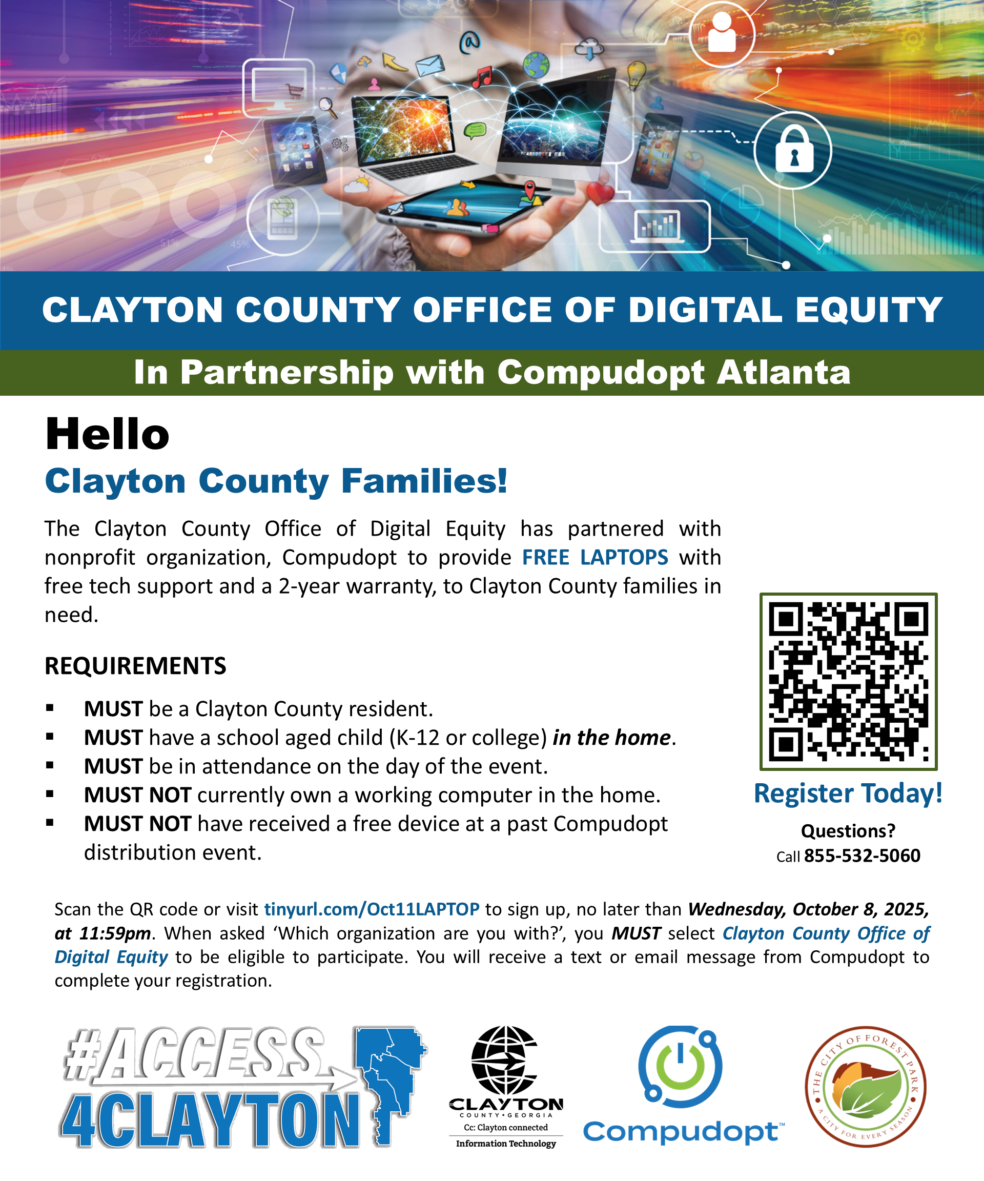 flyer for october 11, 2025 compudopt laptop distribution