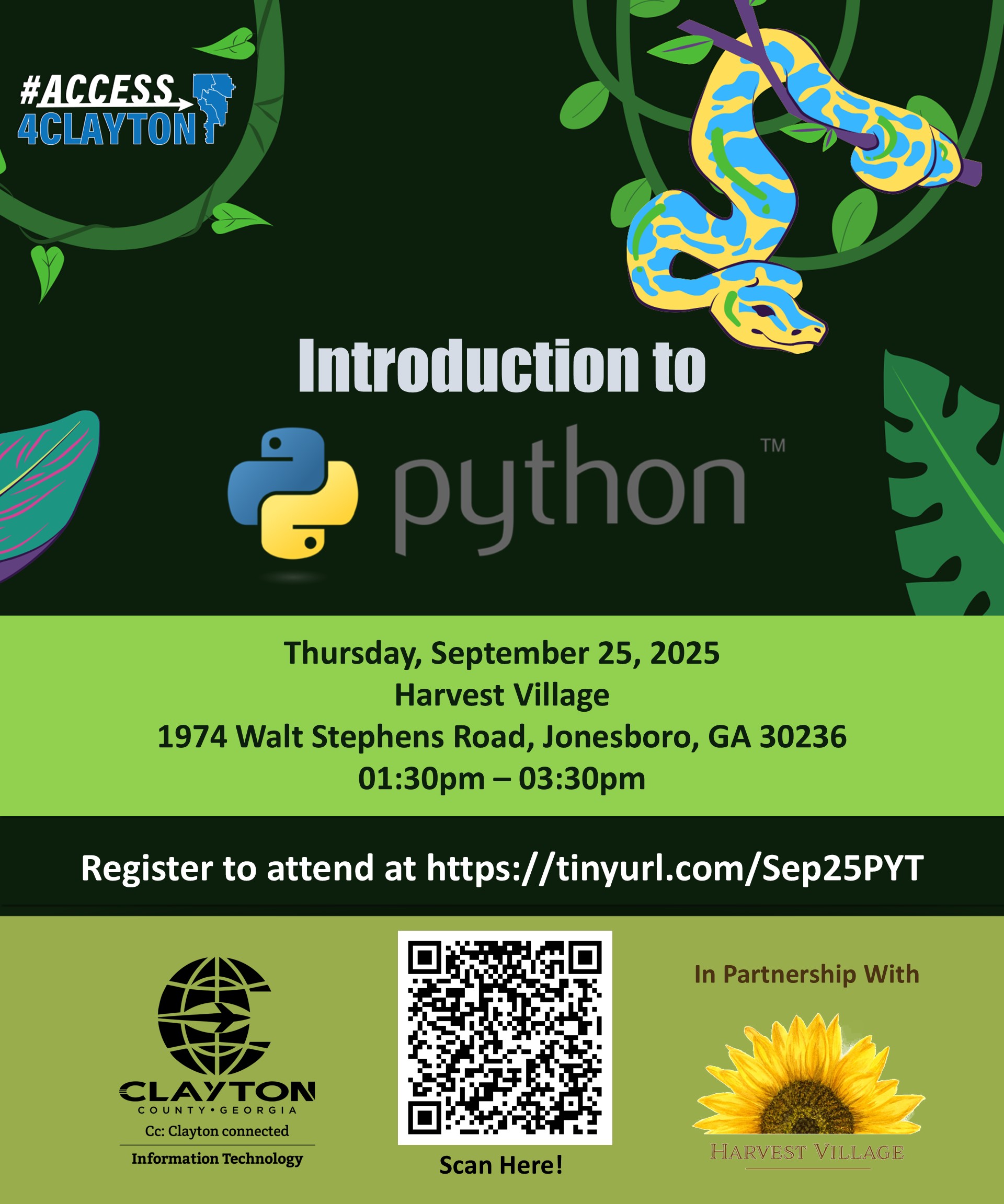 flyer for free 'python' training on september 25, 2025