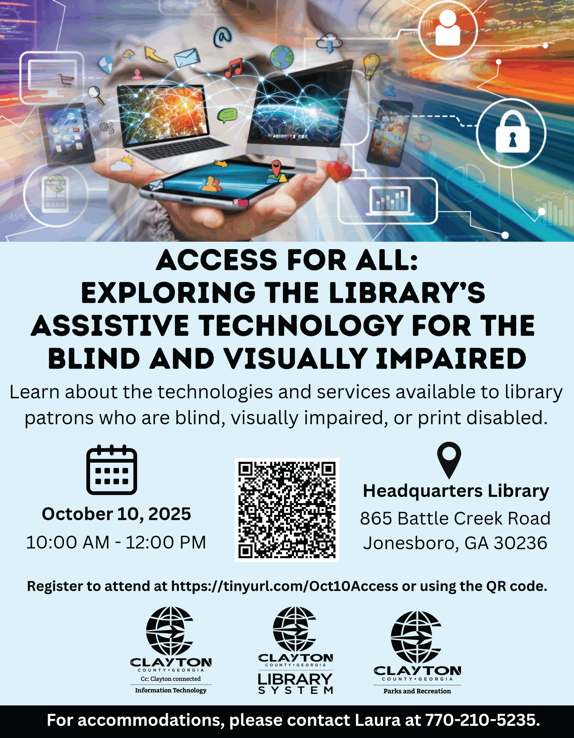 flyer for assistive technology workshop on october 10, 2025