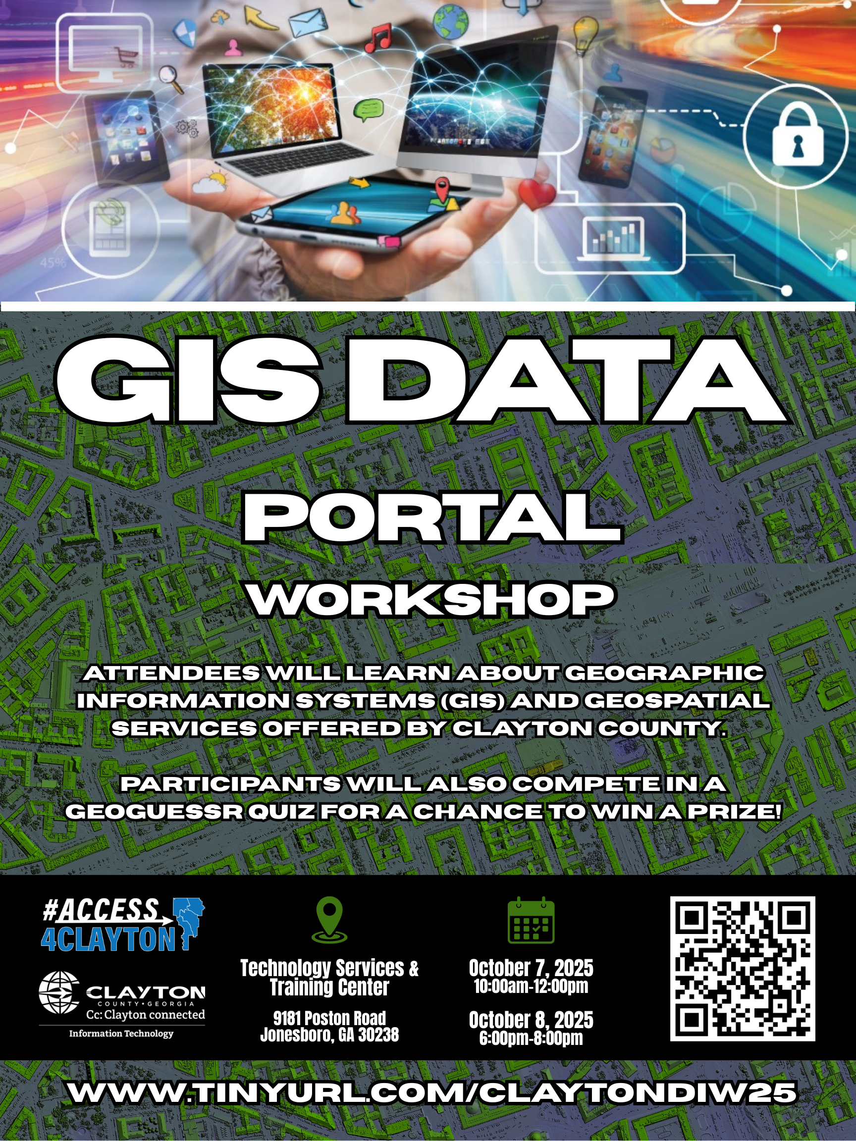 flyer for g.i.s. data portal workshop on october 7, 2025 and october 8, 2025