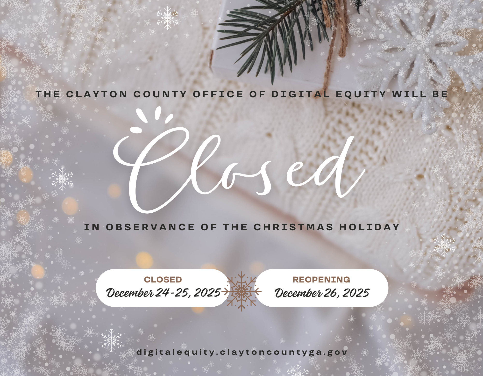 2025 christmas holiday office closure notice