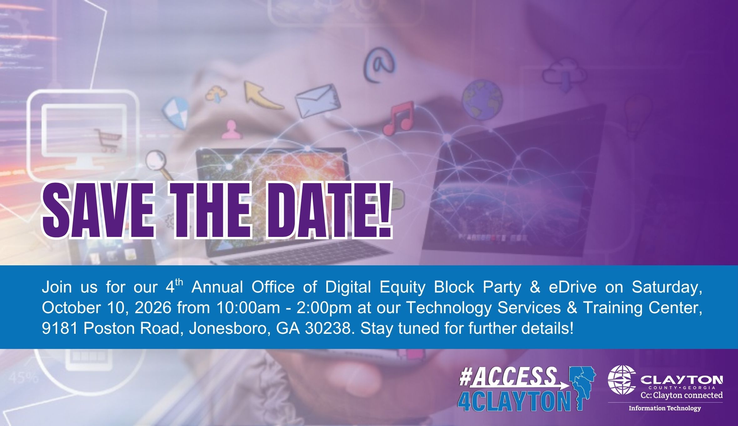 save the date announcement for 2026 office of digital equity block party and edrive