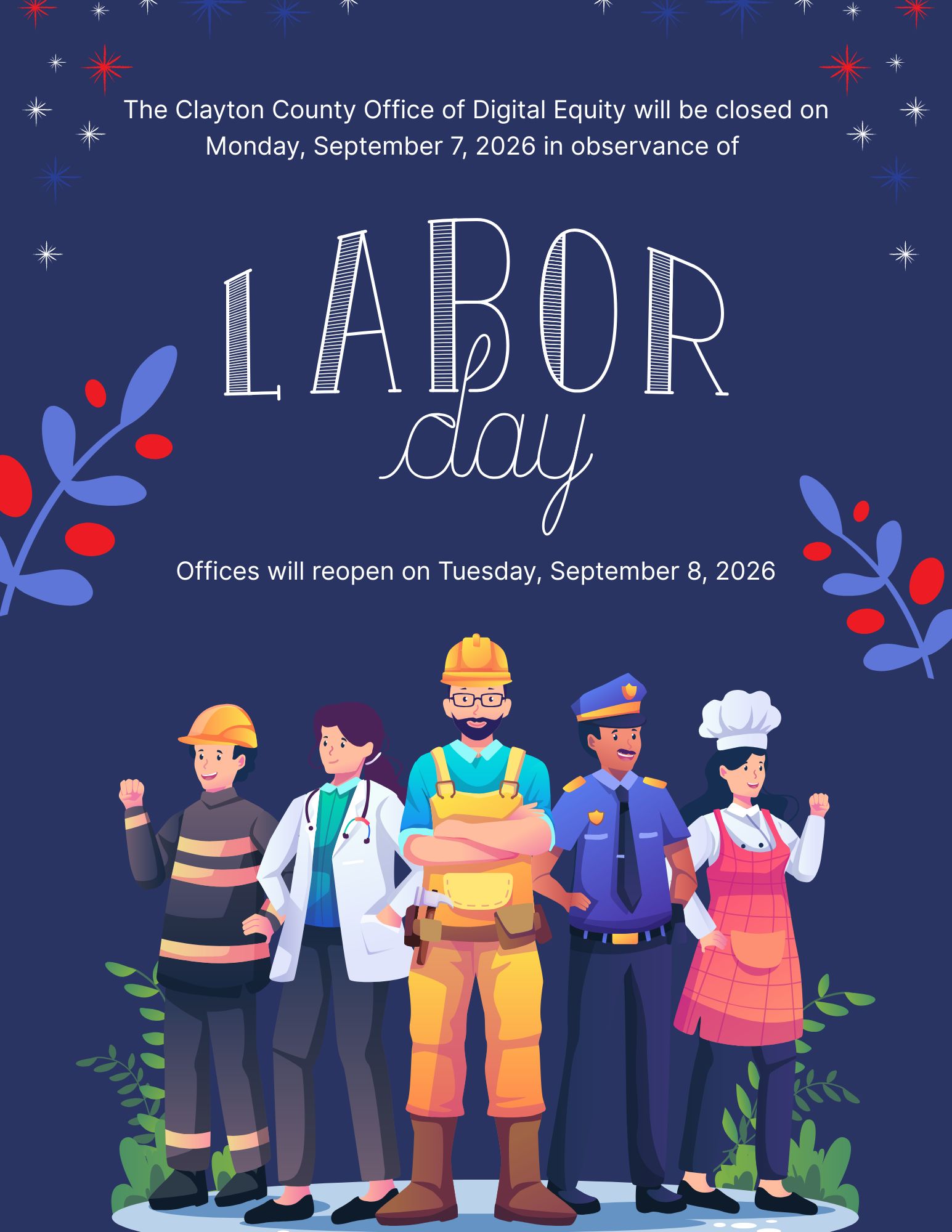flyer announcing the labor day office closure